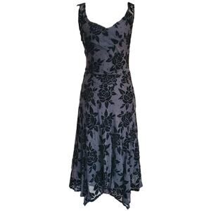 Y2k Whimsigoth Dark Fairy Hem Dress Midi Velvet Burnout Robbie Bee - Size 4